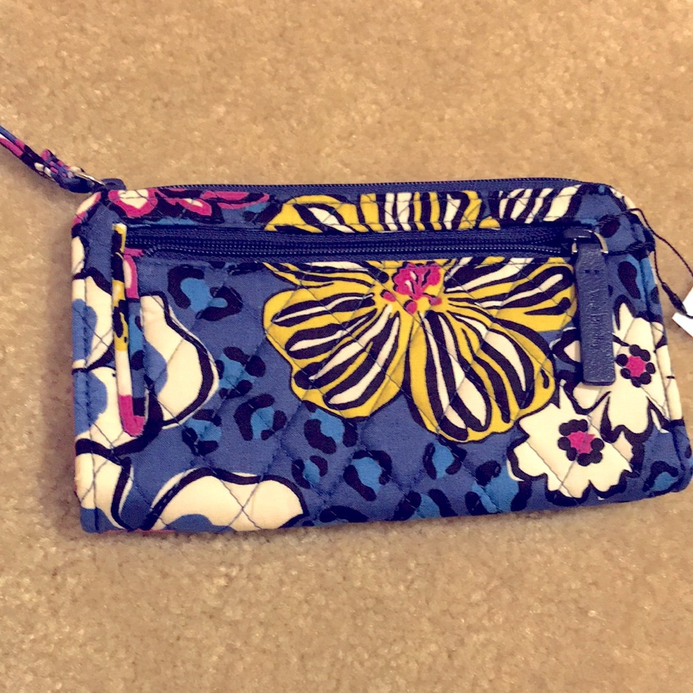 Large Bloom Navy Wristlet
